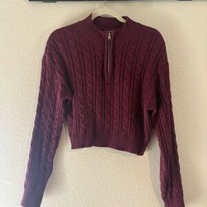 Cable Knit Burgundy Sweater